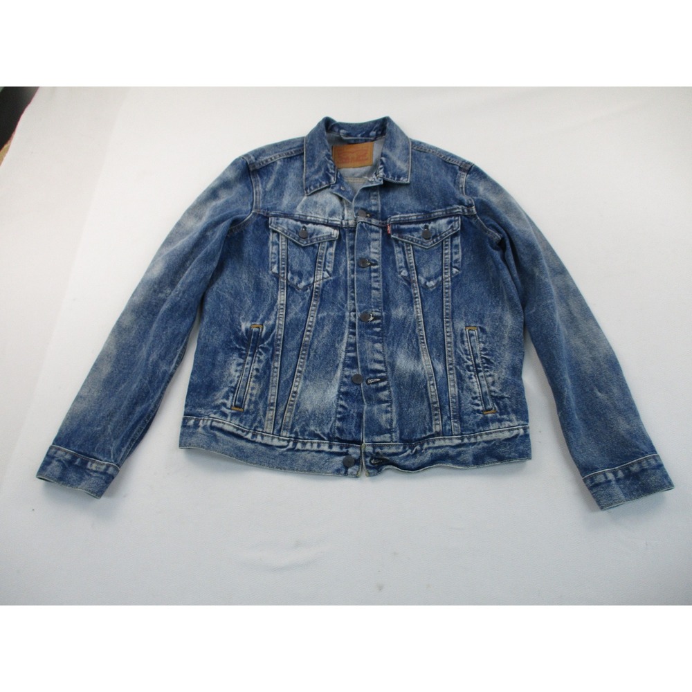 Levi's Denim Jacket Women L Blue Vintage Trucker Distressed Acid Wash Utility